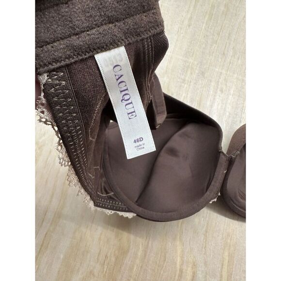 Cacique 46D Cotton Lace-trim Full Coverage Bra Brown New! Underwire - Picture 4 of 7